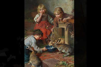 Kids feeding jackalopes background